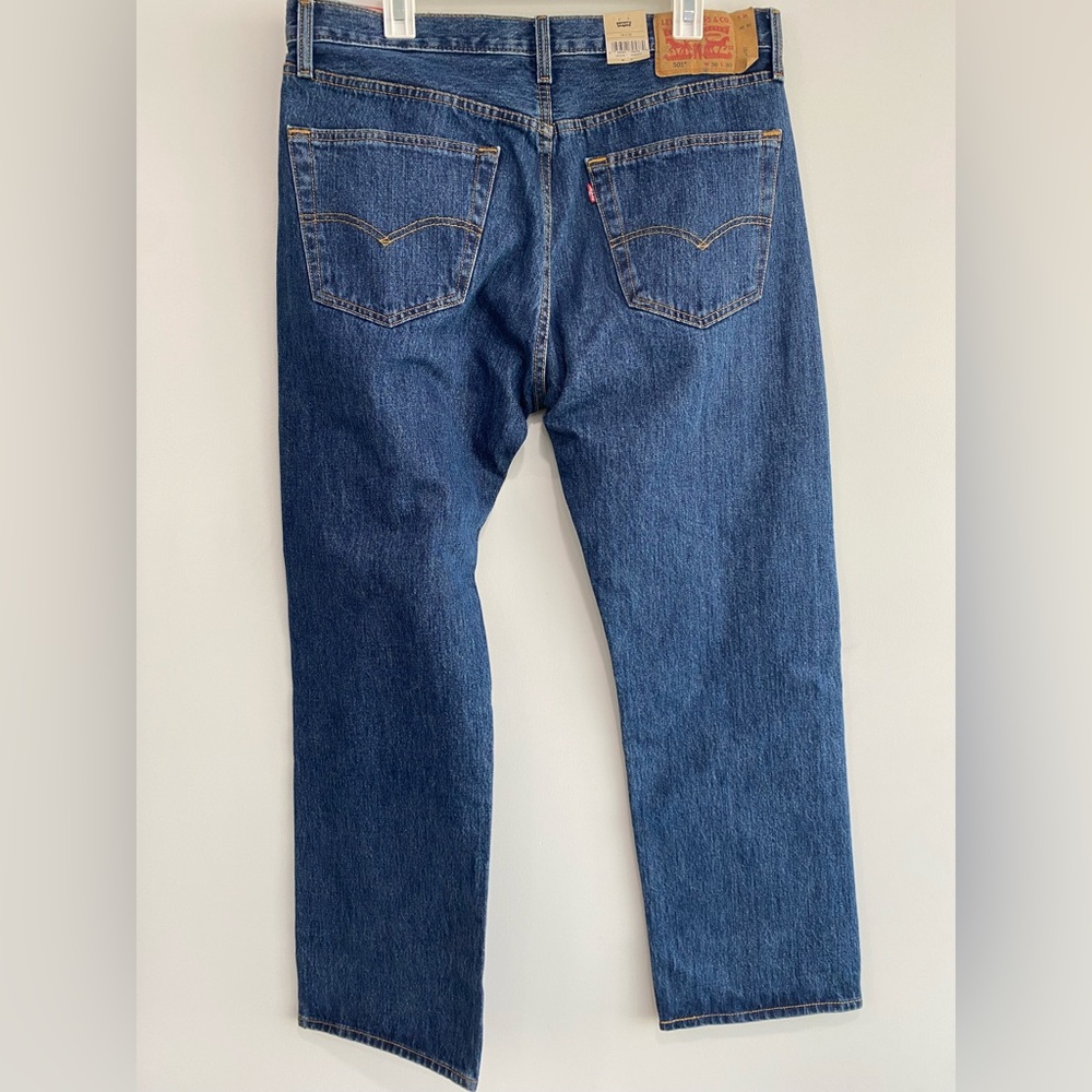 Men’s Original Fit Button Fly 501 Jeans - Levi’s Washed Blue Size 36x30 - Picture 5 of 9
